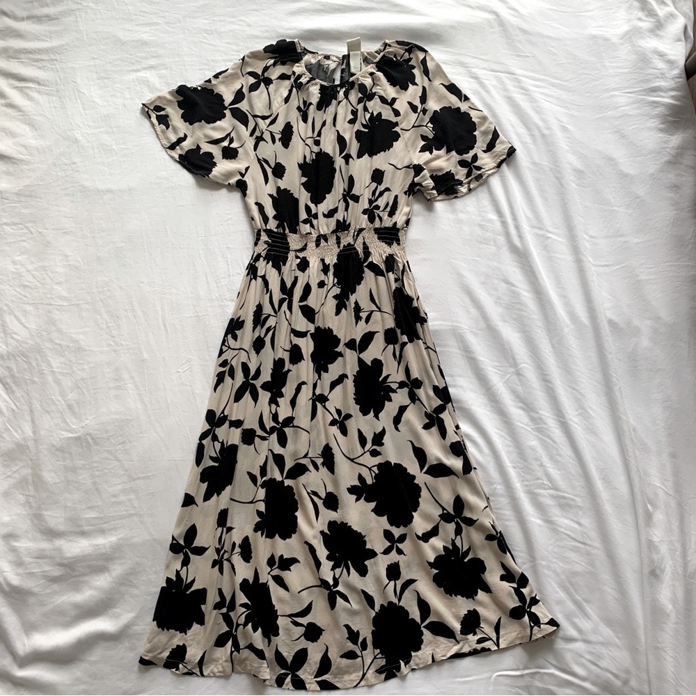 Black and cream floral dress